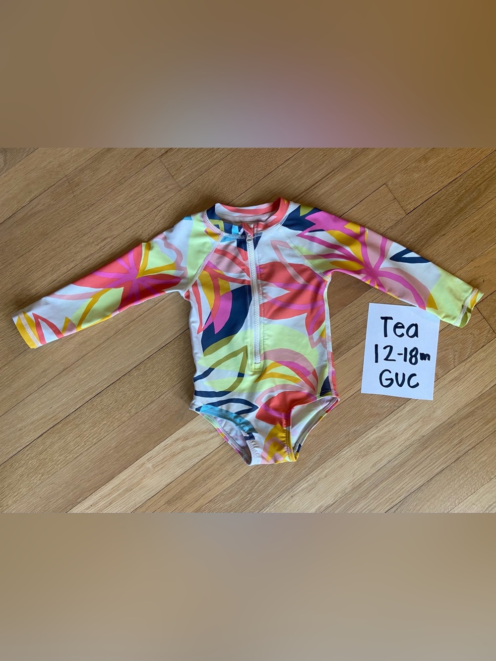 Tea Collection Multicolor Floral Long-Sleeve Rashguard One-Piece 12-18m